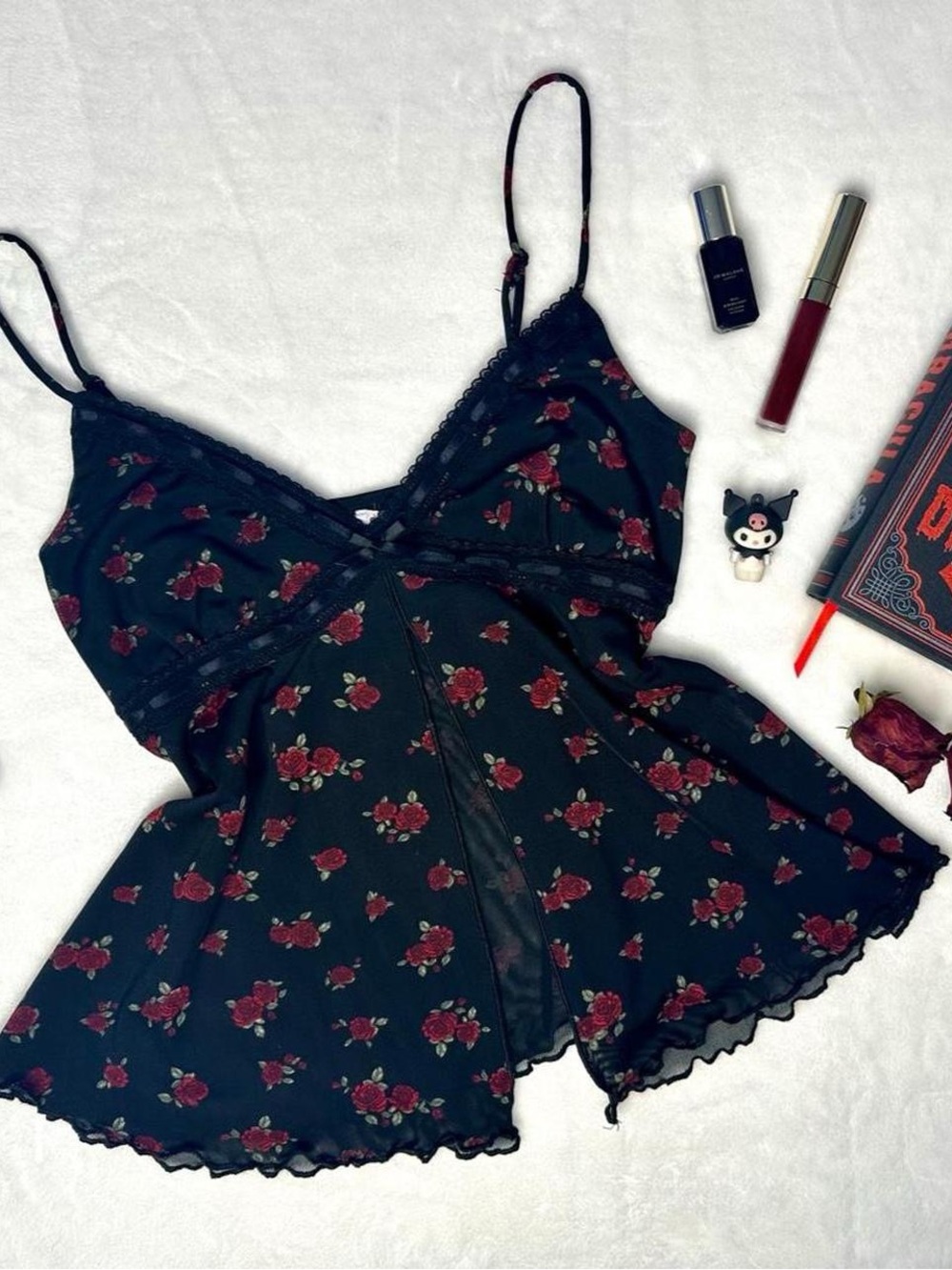 Front-Open Rose Print Cami Woman’s XS/S
